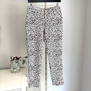 🌿 3 For $12 Michael Kors Stretch Jacquard Ankle Pants White Brown Print, Sz M
